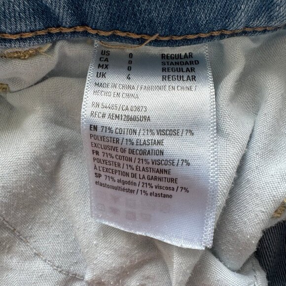 Light Wash Distressed American Eagle Jeans, Women's 0 - Picture 3 of 3